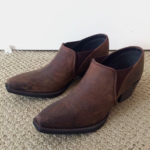 NEW brown authentic leather western ankle boots